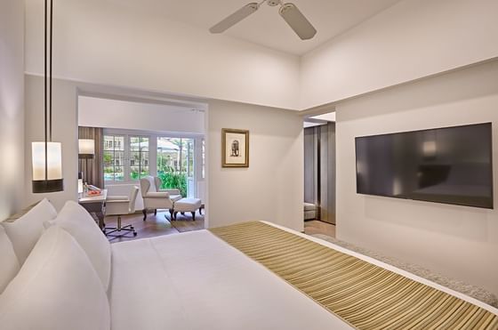 Interior of the Poolside suite bedroom at Goodwood Park Hotel