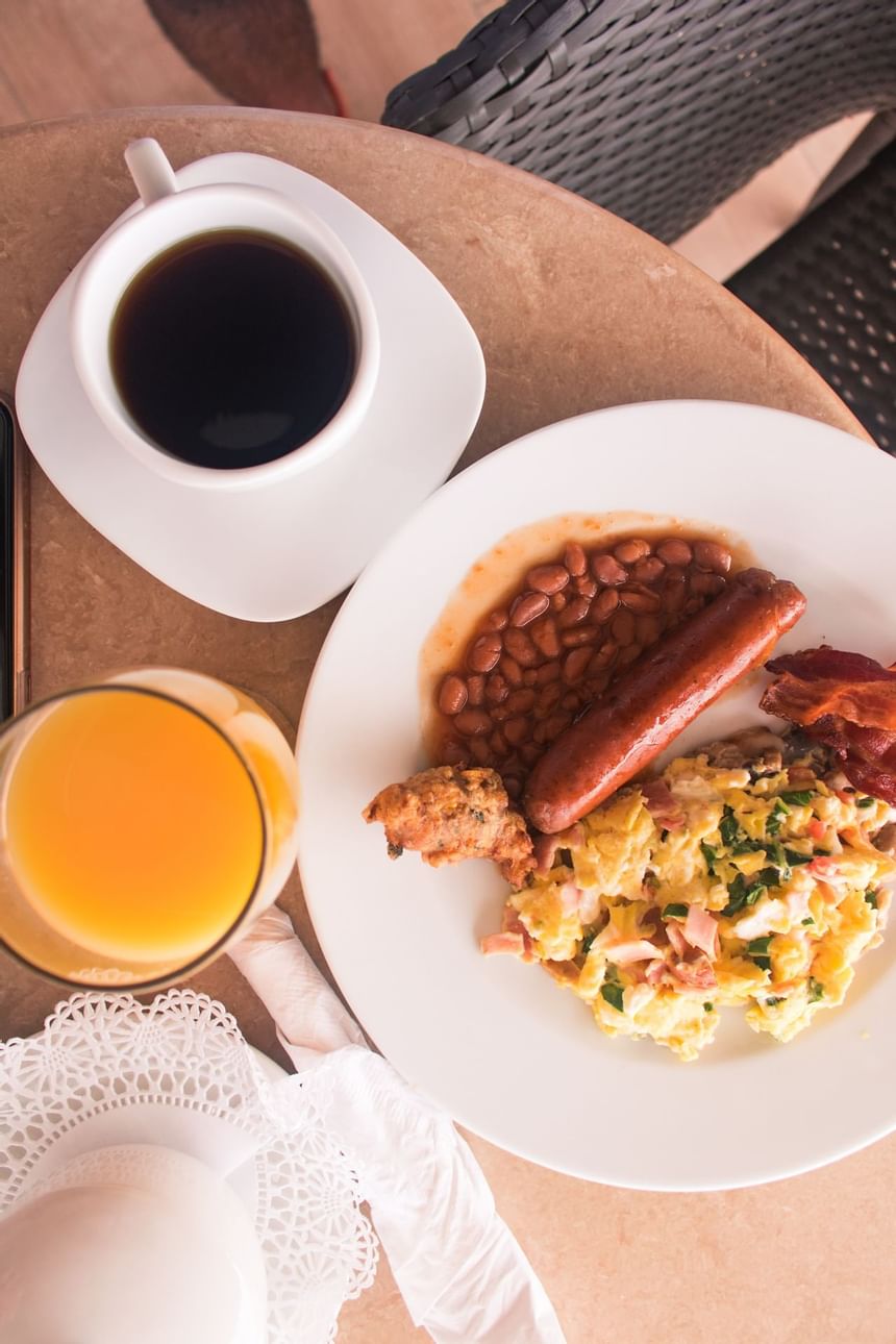 English breakfast served in Garden Terrace at Southern Palms