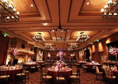 Interior of the Olympic Ballroom hall at Stein Eriksen Lodge