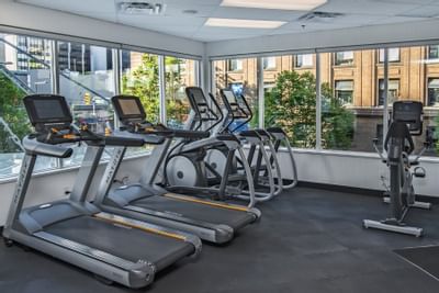 Treadmills in hotel gym 