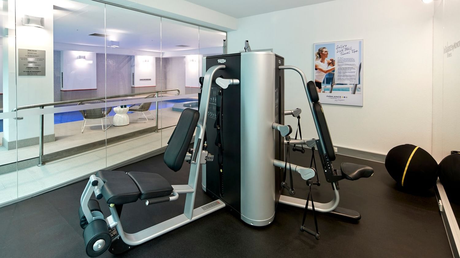 Interior of fully equipped gym at Novotel Melbourne on Collins