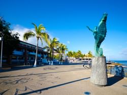 a seahorse statue
