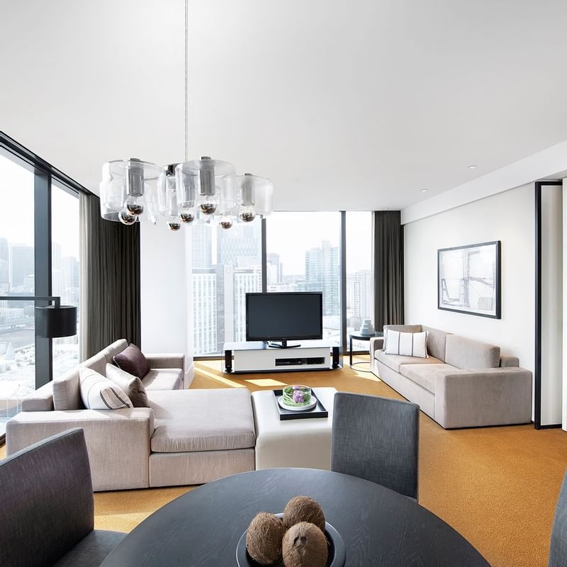 Interior of a Living area in a Room at Crown Metropol Melbourne