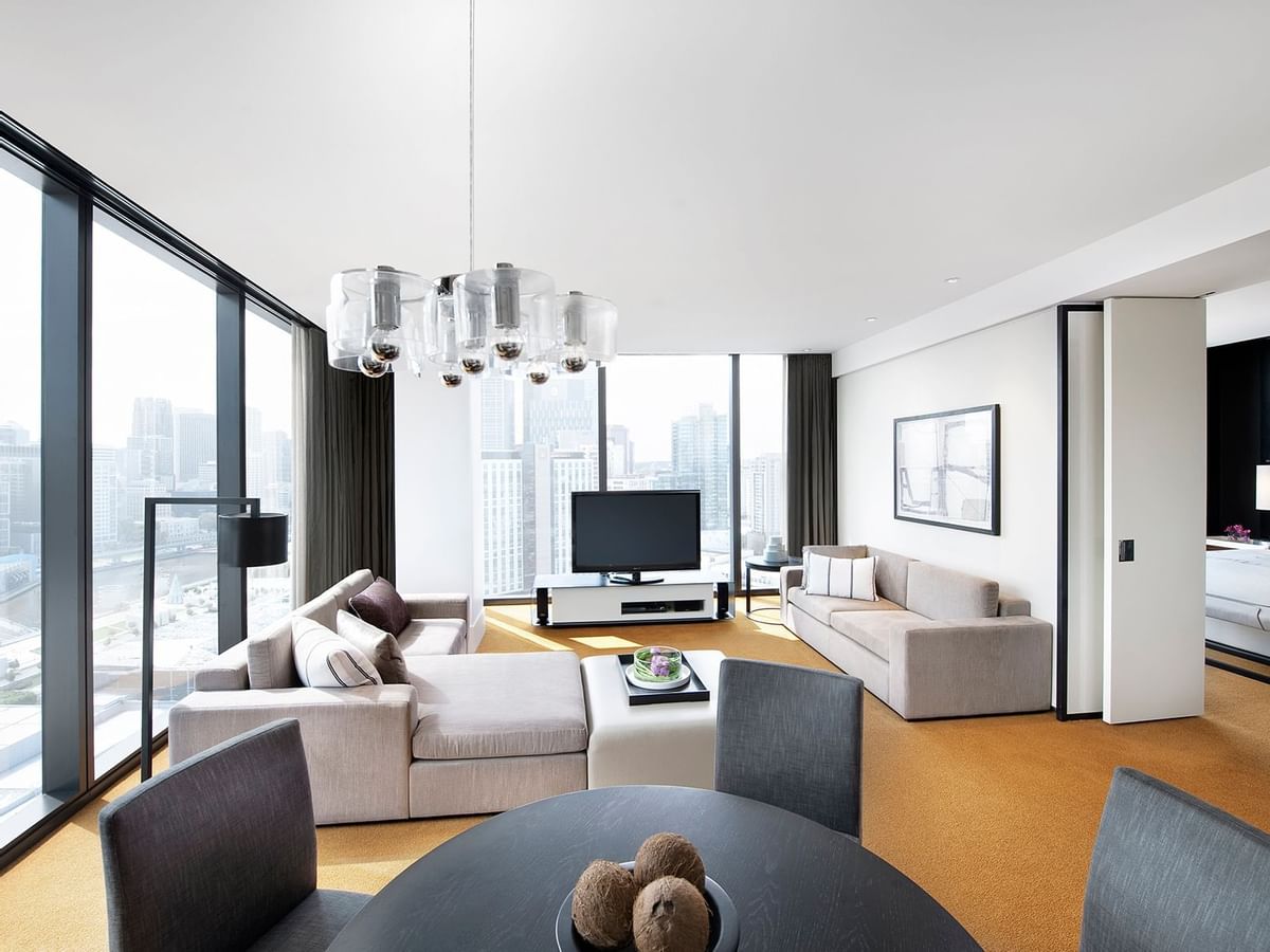 Interior of a Living area in a Room at Crown Metropol Melbourne