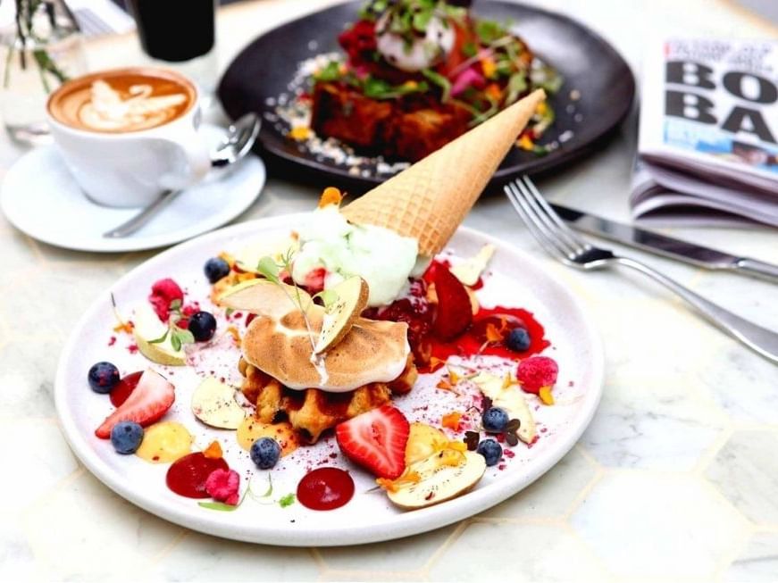 Close-up of a sweet dish served at Brady Apartment Hotel Hardware Lane