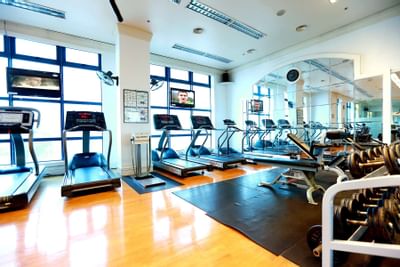 A spacious fully equipped gym at Hanoi Daewoo Hotel