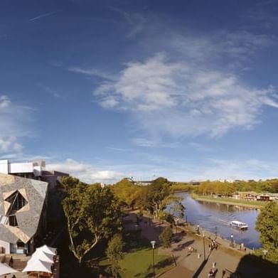 Melbourne hotel accommodation with city views Federation Square and Yarra River