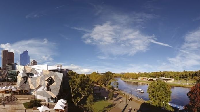 Melbourne hotel accommodation with city views Federation Square and Yarra River