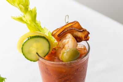 Bloody Mary cocktail shot served in Heritage House Resort