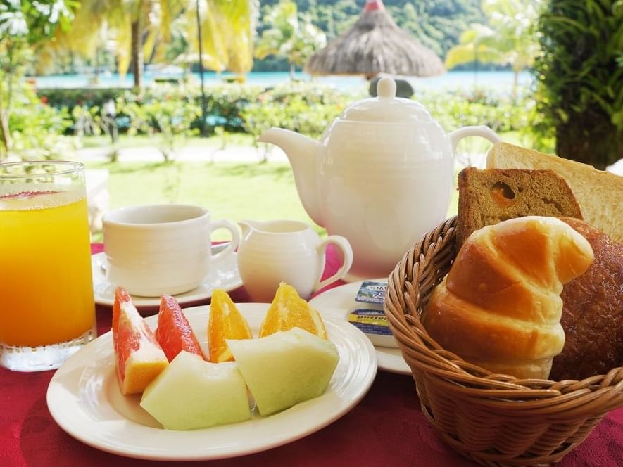 Closeup of a warm breakfast served at Palau Royal Resort