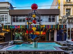 Wellington’s Bucket Fountain on Cuba Street near James Cook Hotel Grand Chancellor