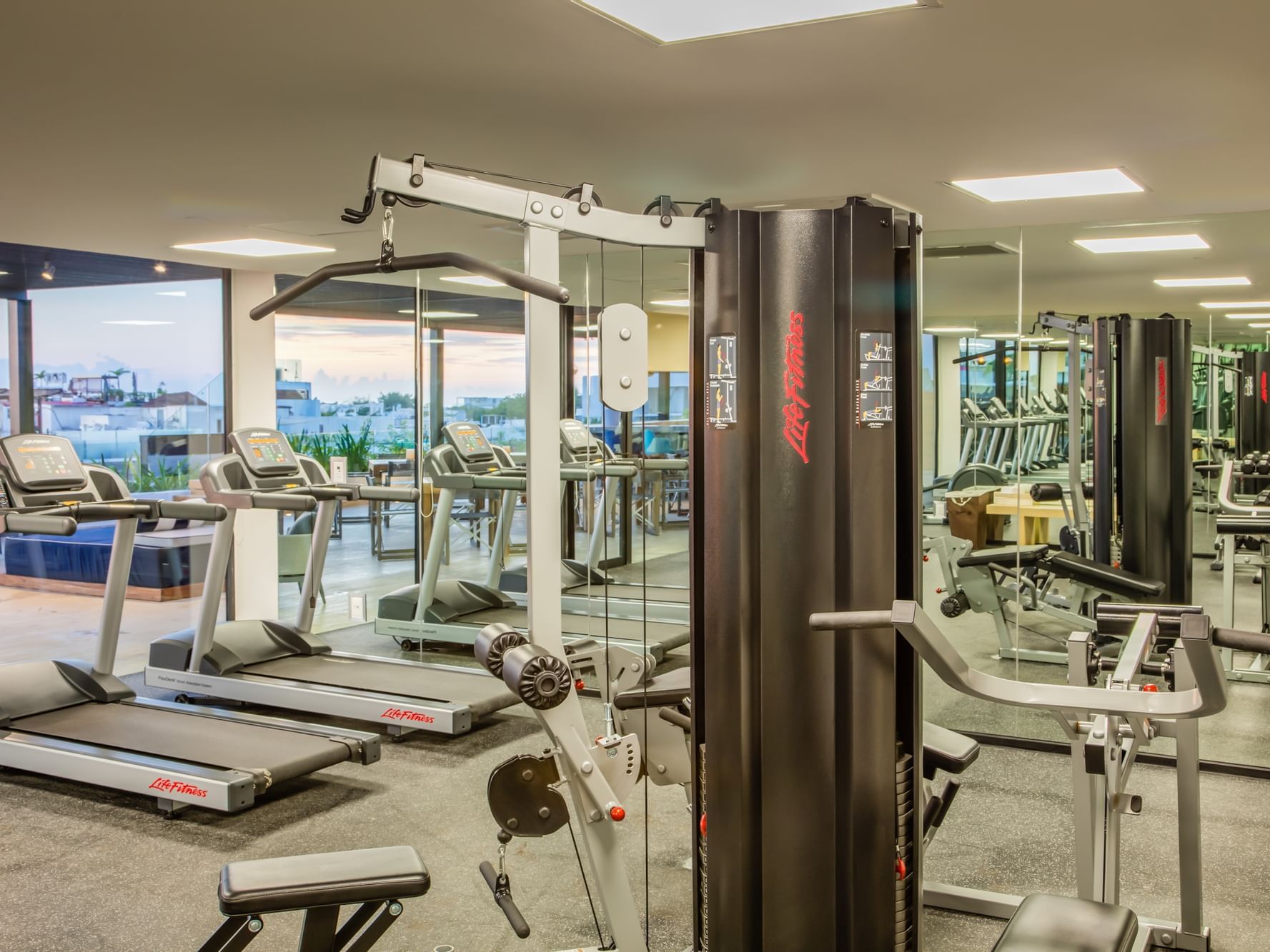 Fitness center with all types of equipment at Fiesta Inn