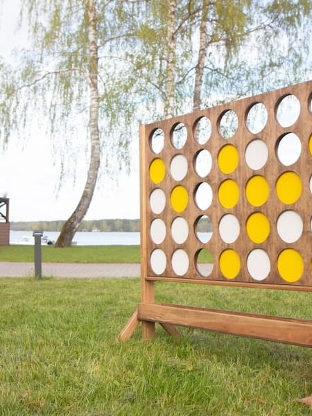 A Giant Connect game board set-up outdoors at Cove Pocono Resorts