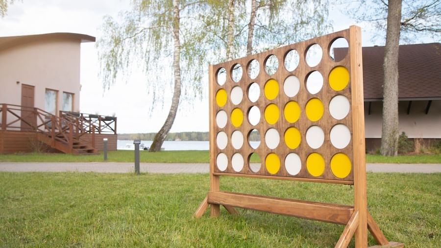 A Giant Connect game board set-up outdoors at Cove Pocono Resorts