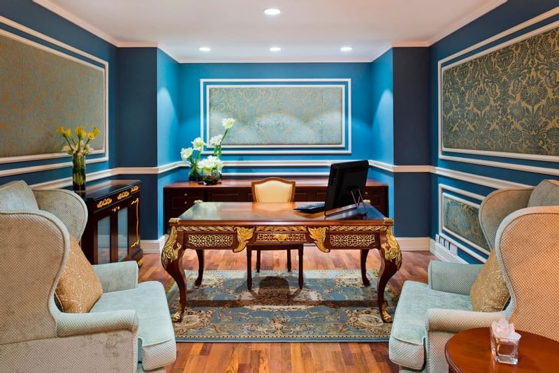 Blue Meeting Room Desk at Warwick Doha