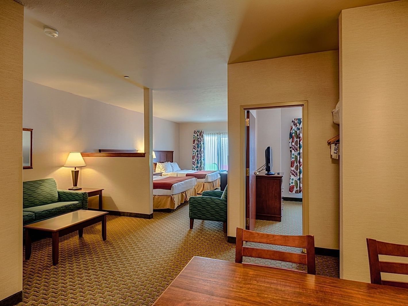Living Area in Two Room King Suite at Triple Play Resort Hotel
