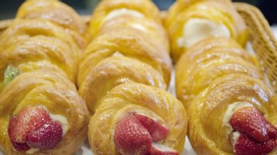 Close-up of croissants on a basket at The Nest Palo Alto