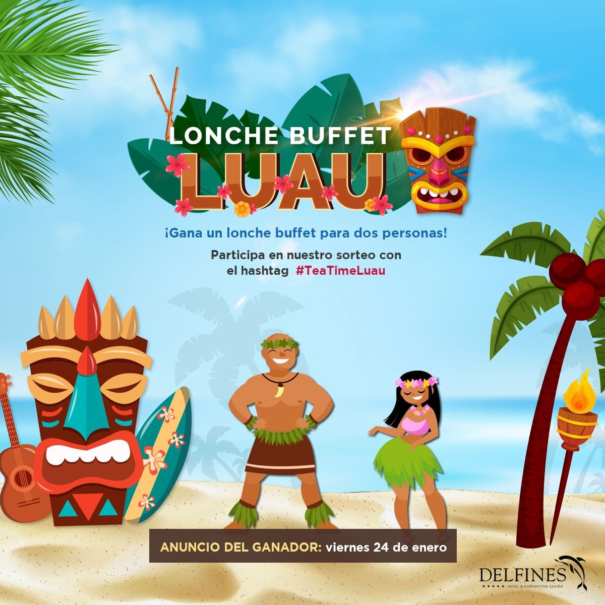Lonche Buffet Luau Poster in Delfines Hotel