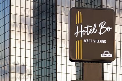 Close up of the name board of Hotel Bo West Village 