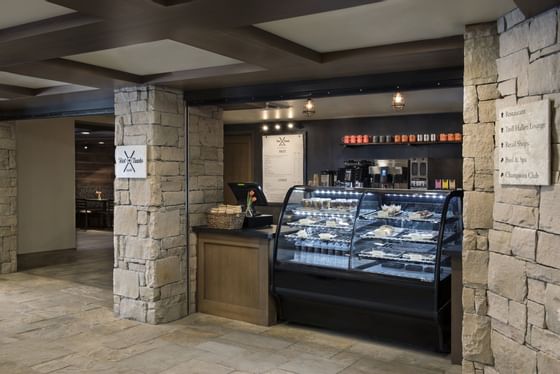 View of the coffee bar with pastries at Stein Eriksen Lodge