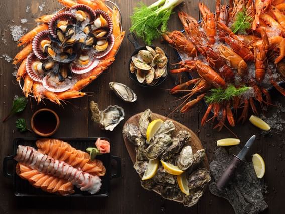 Seafood served ​in Café Mosaic at Carlton Hotel Singapore