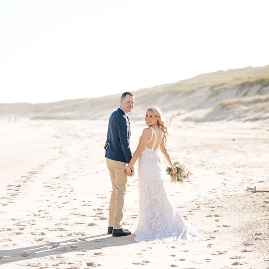 Bridal Couple for beachside wedding on Central Coast