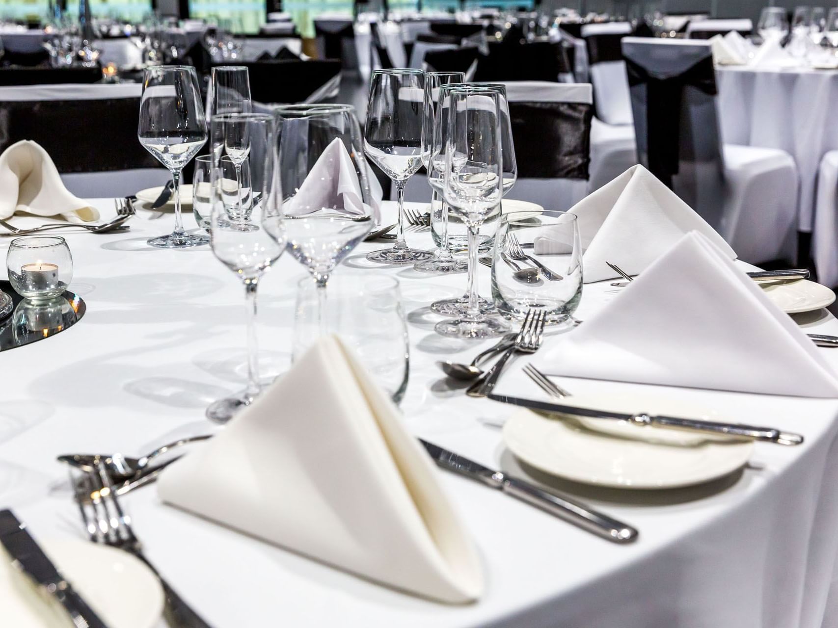 Close-up of banquet table at Hotel Grand Chancellor Brisbane