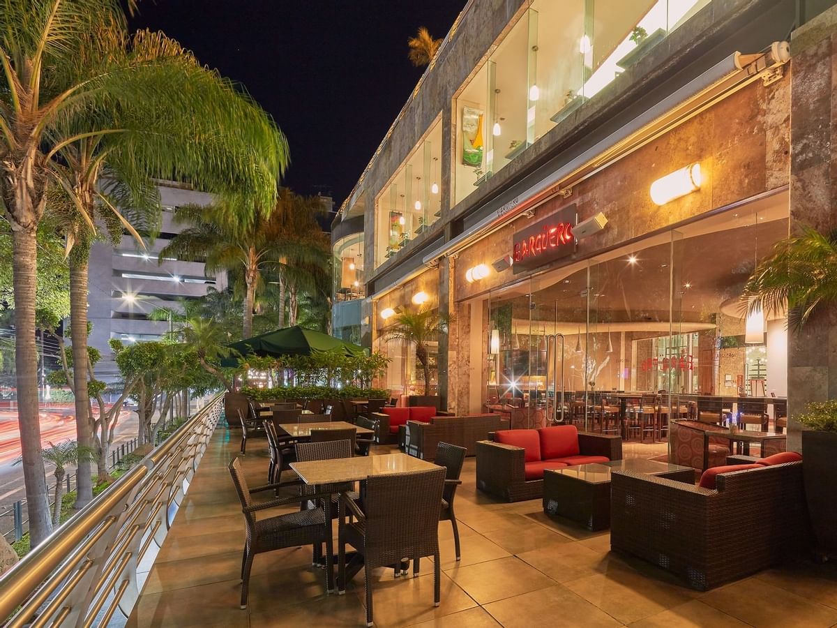 Open air dining area in Bargueero at GFA Hotels