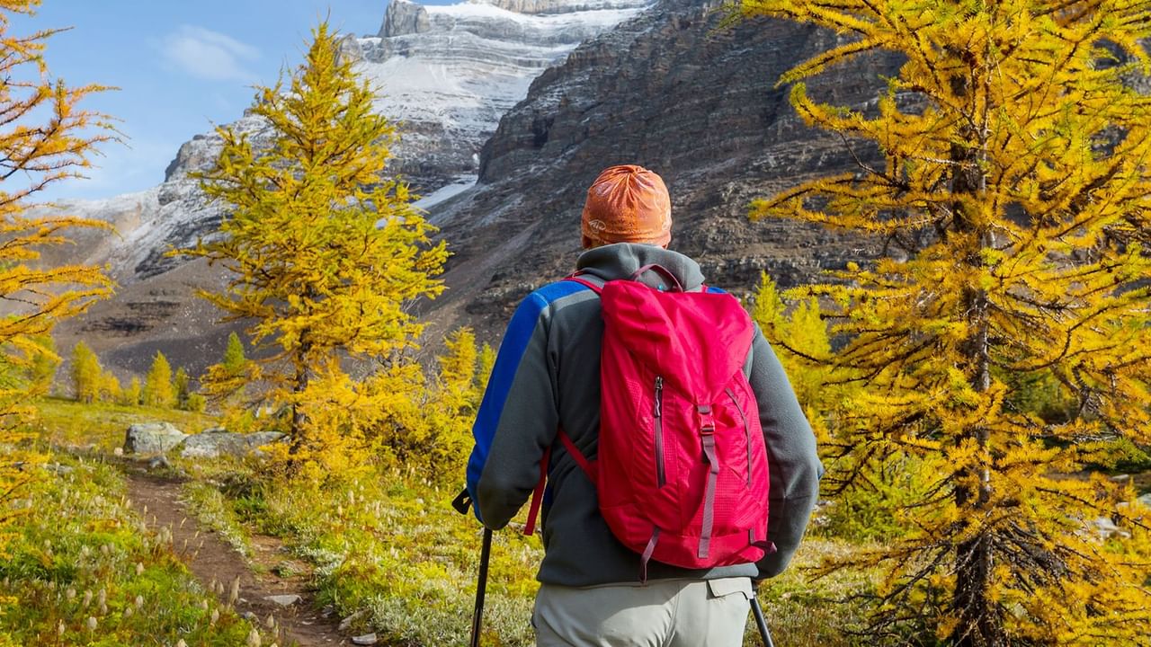 Person hiking in the Larch Valley