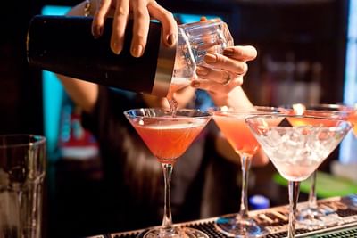 Bartender mixing cocktails.
