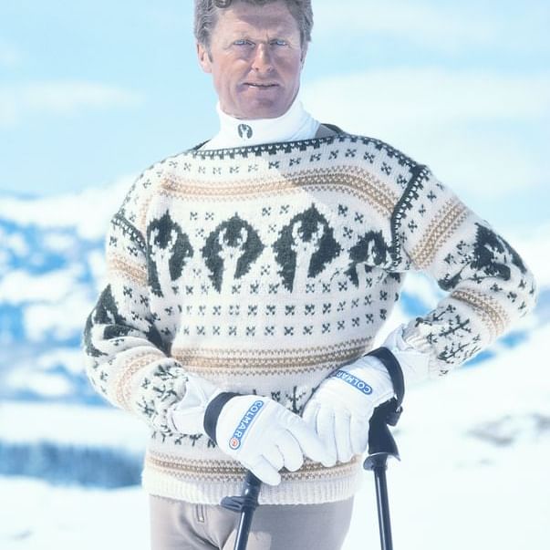 Portrait of a man in a knitted sweater at Stein Lodge 