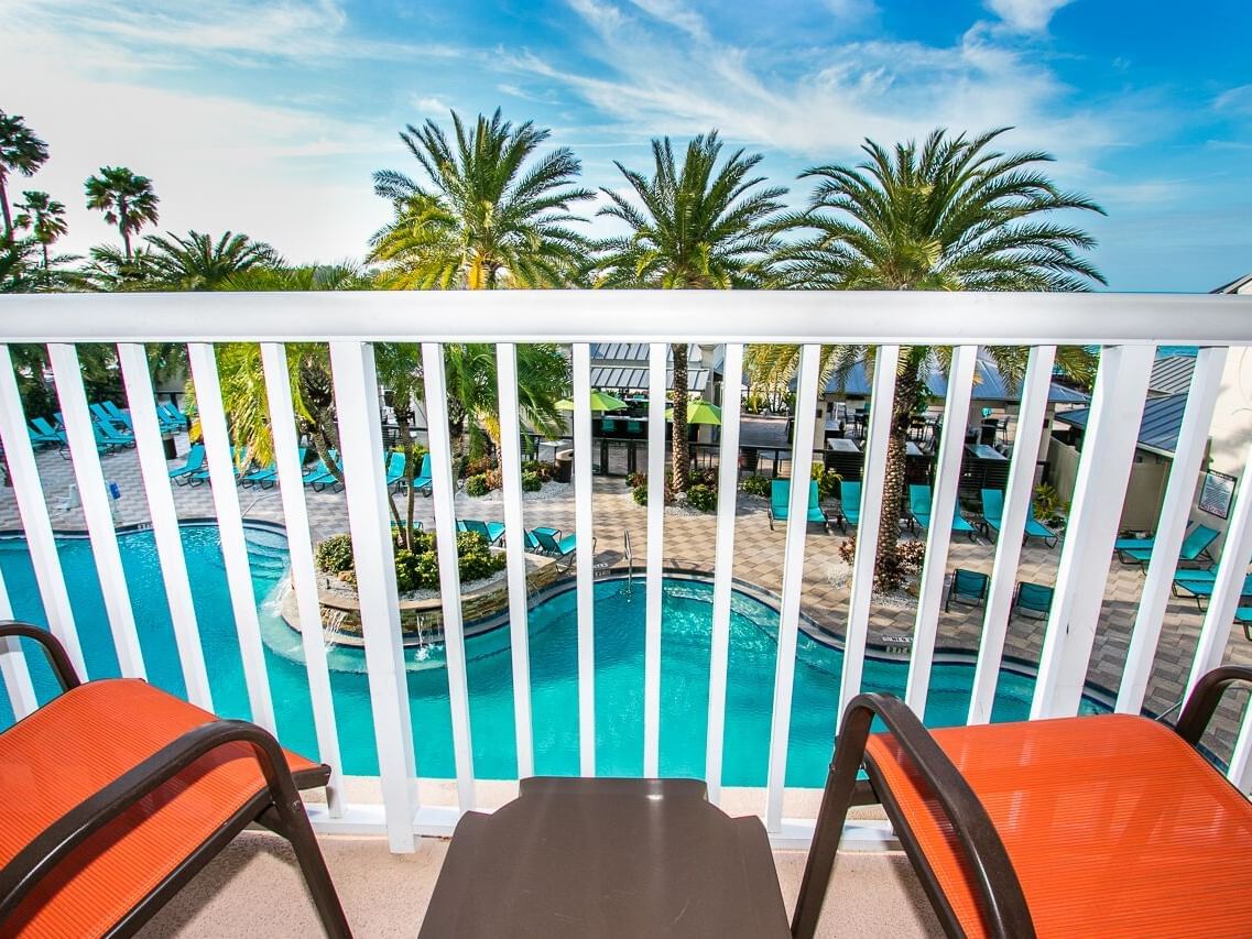 Balcony of Pool View room at Shephard's Beach Resort