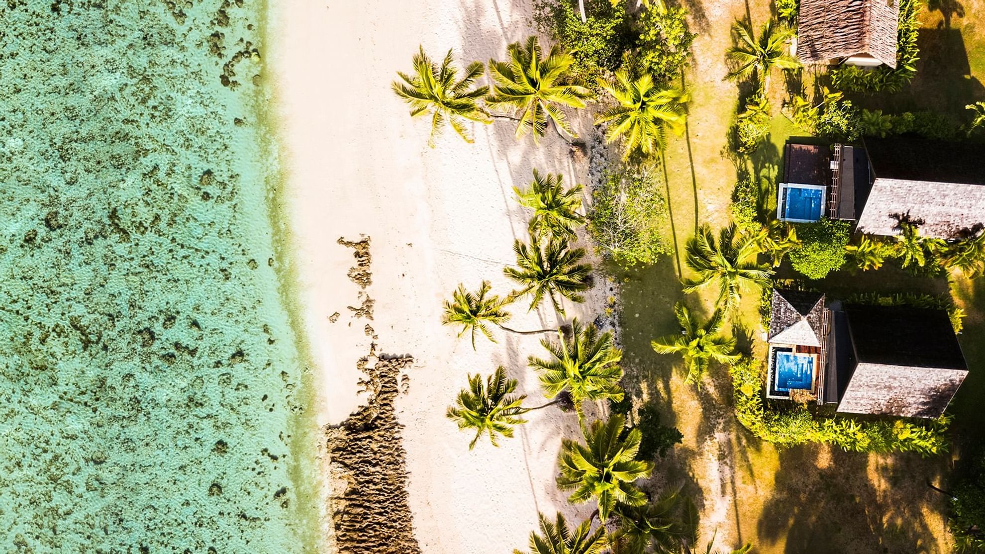 Aerial view of the Pools and beach at Tambua Sands Resort