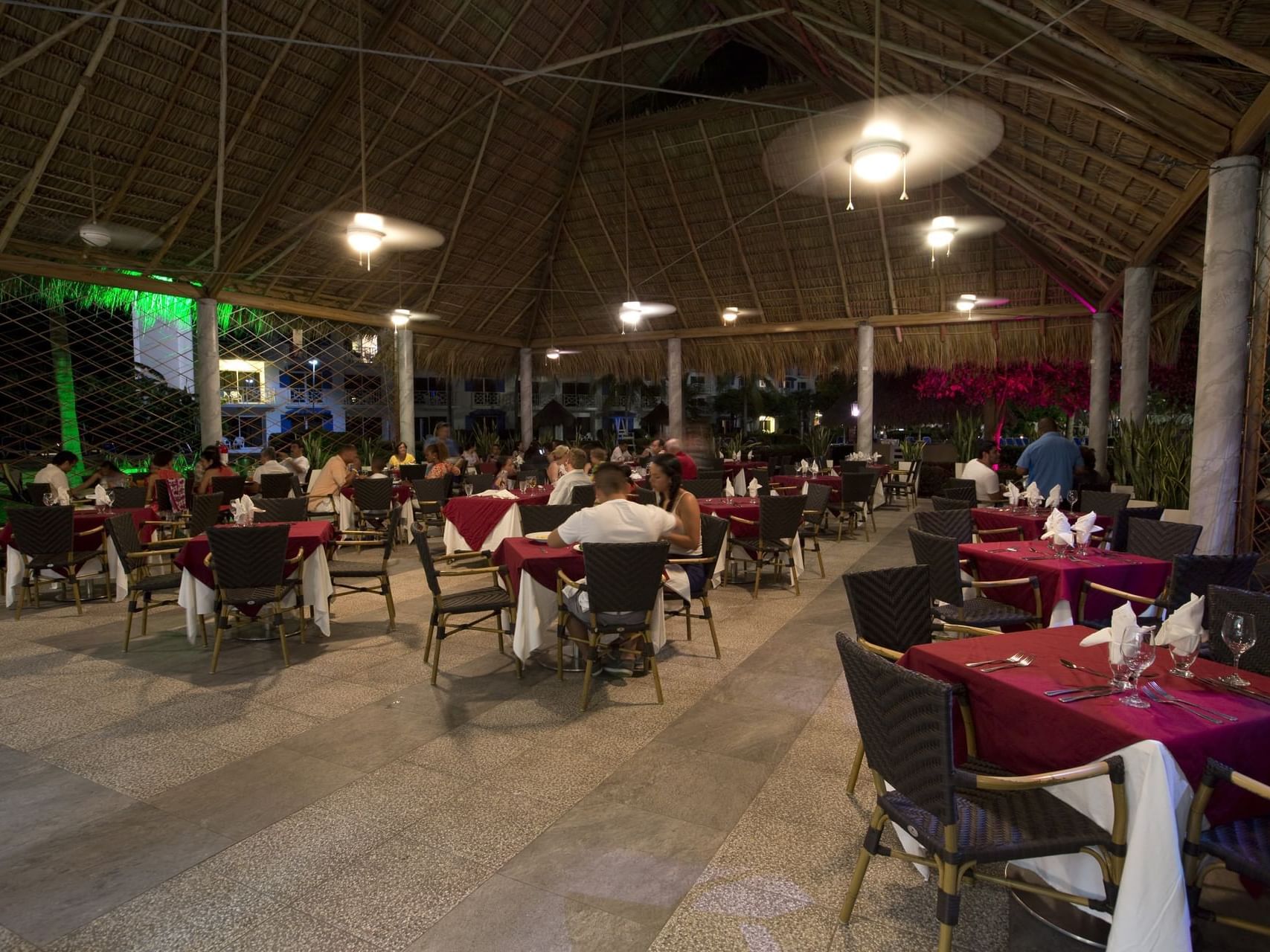 Dining table setup in Italian Restaurant at Playa Blanca Resort