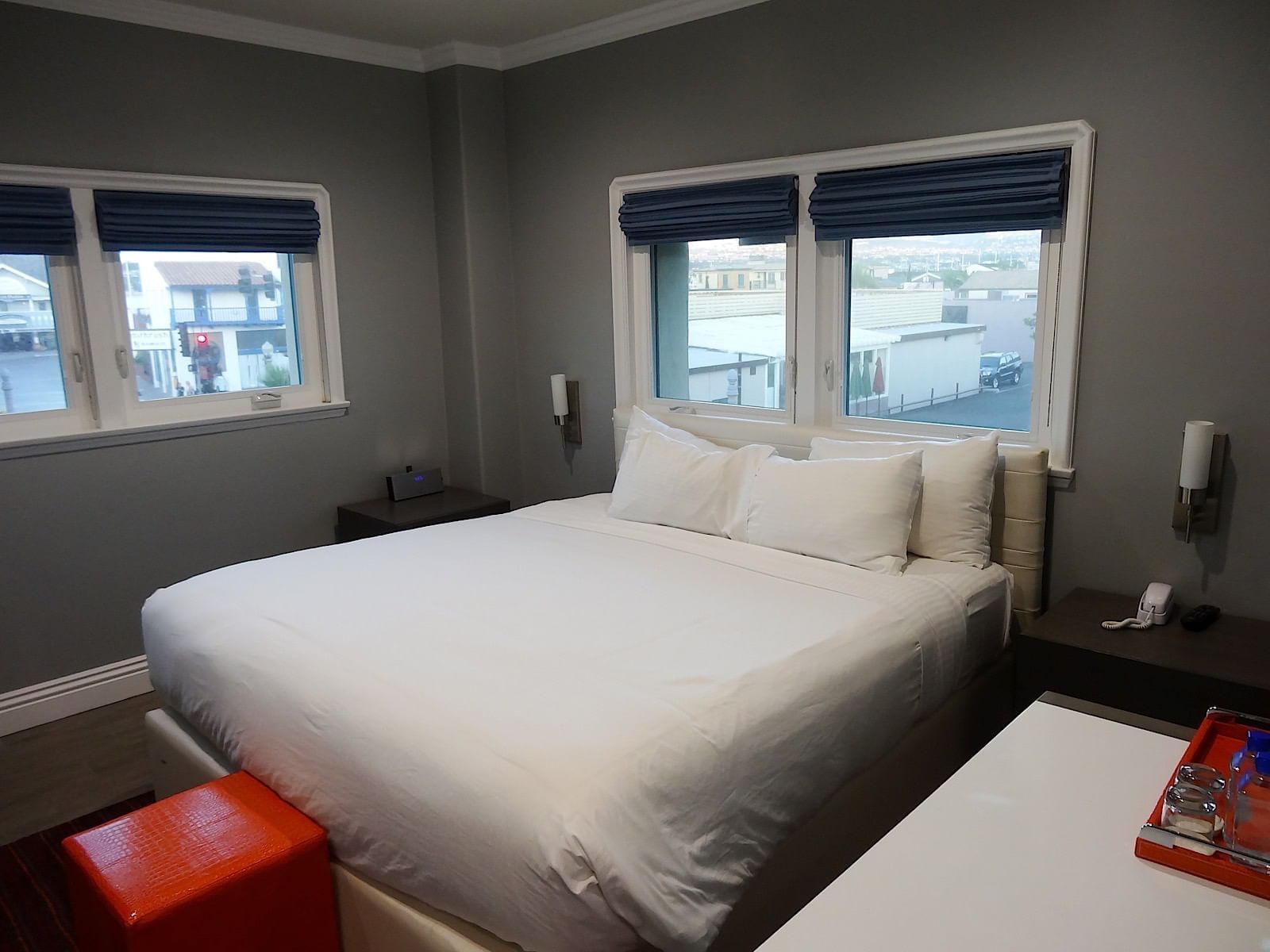 full view of king bed in standard king bedroom