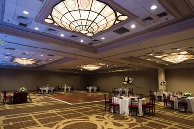 ballroom with tables and dance floor
