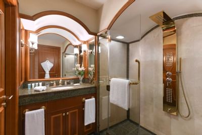 view of deluxe room bathroom