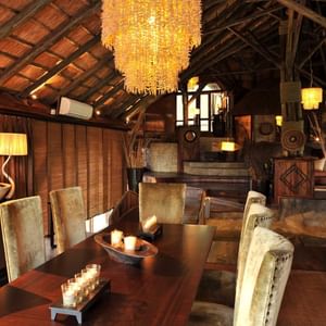Interior of the hotel dining area at Serena Mivumo River Lodge
