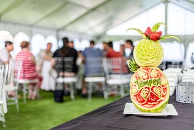 Watermelon carving on a table at The Morgan Resort Spa Village