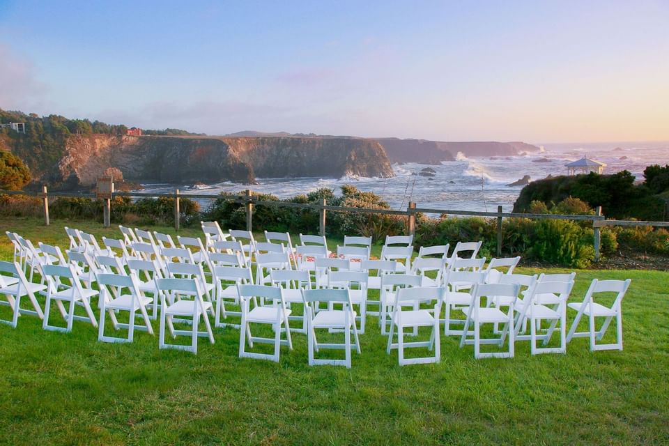 Chairs organized outdoors at The Heritage House Resort