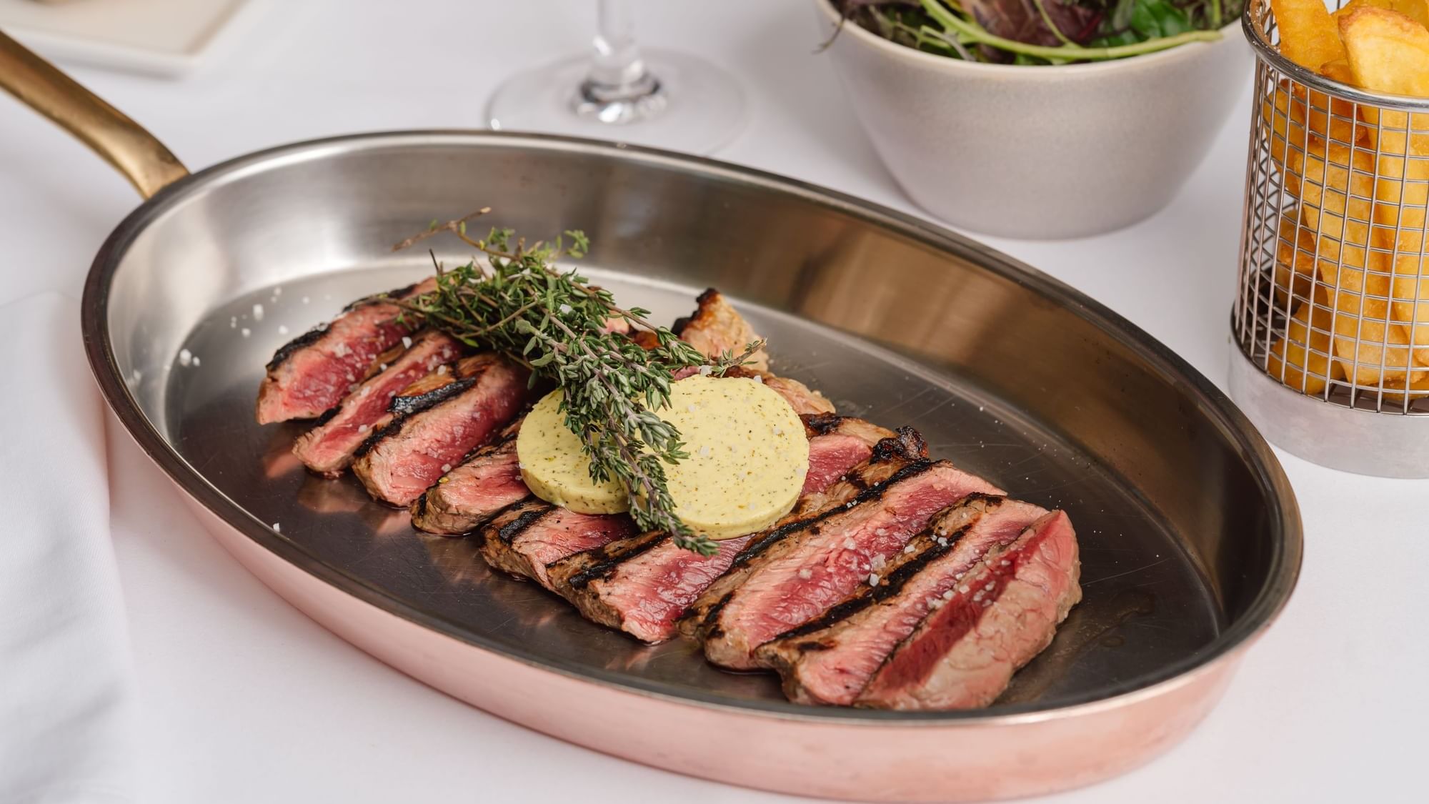 Close-up of Stale Beef Entrecôte served in Teseo Restaurant at Warwick Geneva