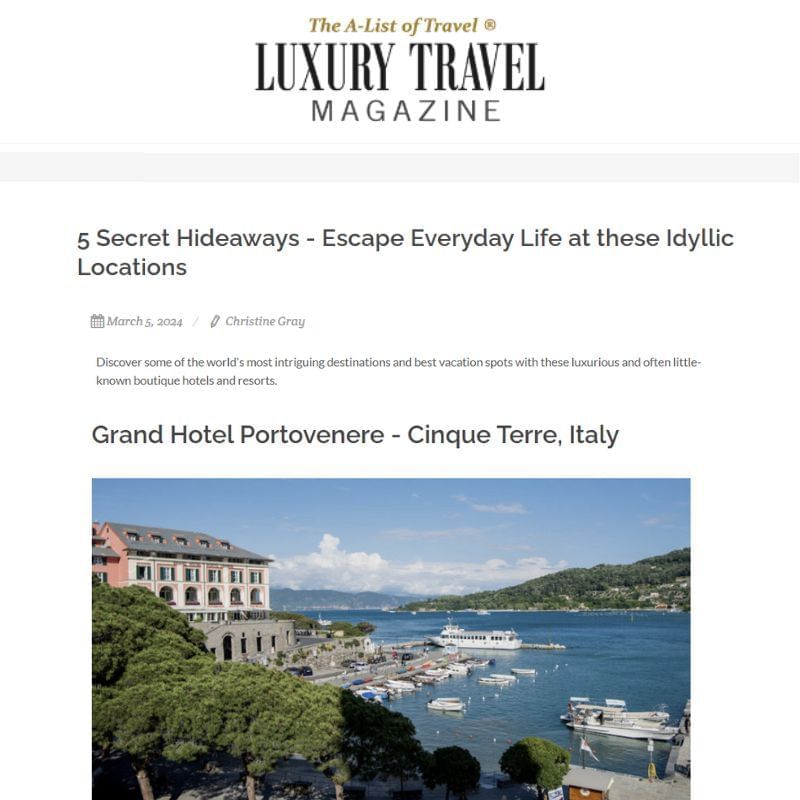 Luxury Travel Magazine Secret Hideaways article