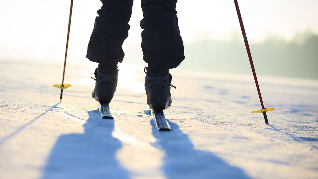 Close up on a person in Nordic skiing near Coast Fort St. John
