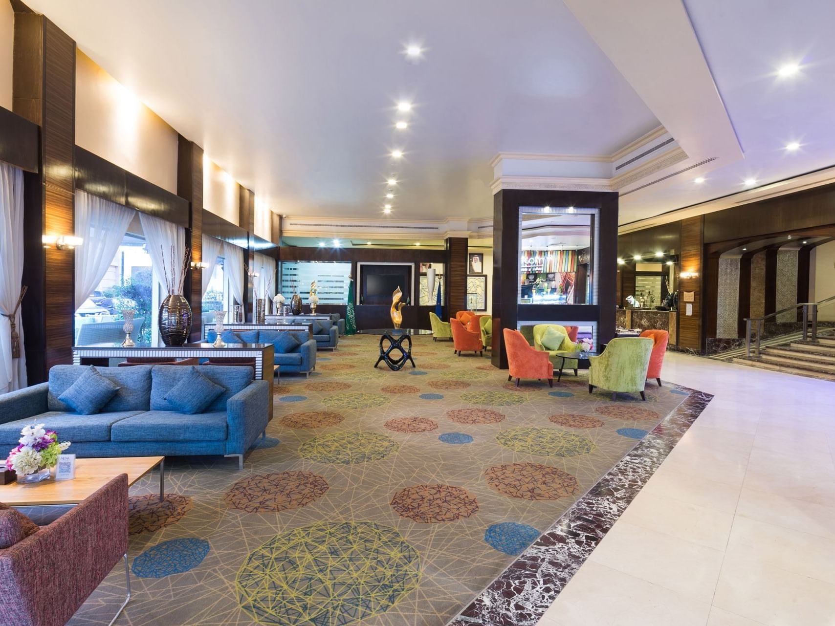 Lounge area by street view with free WiFi at Mena Hotel Riyadh