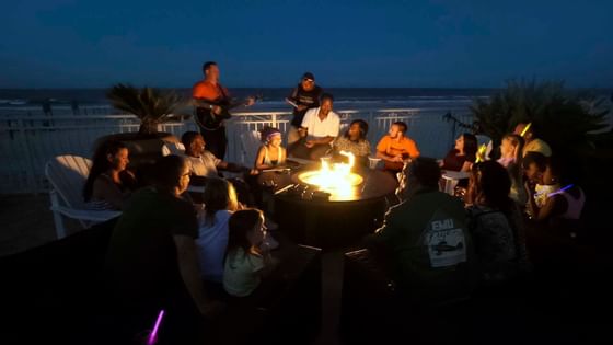 Fire pits on the Atlantic Ocean, Seabreeze Terrace, People havin