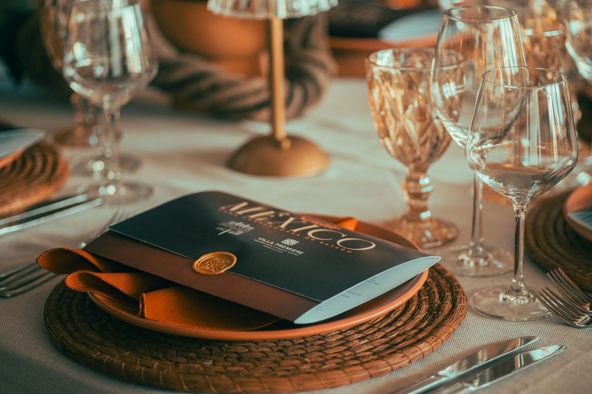 Table set for the Sentir México Ambassadors' Dinner at Villa Premiere, Puerto Vallarta