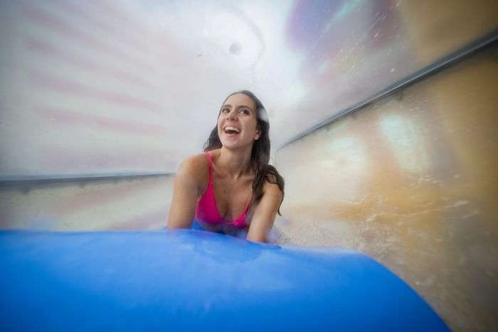 Lady in Barracuda Blaster, Island Waterpark at Showboat