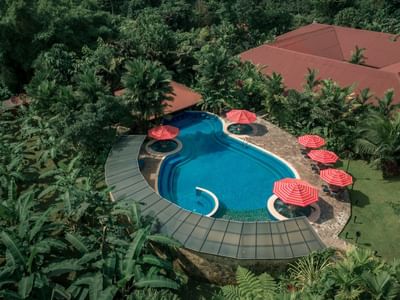 An aerial view of Rio Celeste Pool at Rio Celeste Hideaway