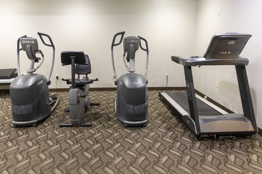 Full view of the gym and cardio equipment at Rodd Royalty, among the luxury hotels in Charlottetown, PEI