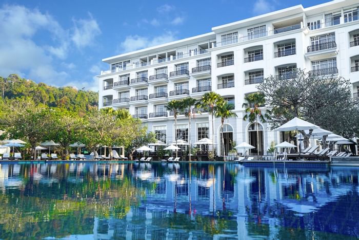 View of the hotel from the pool of Danna Langkawi